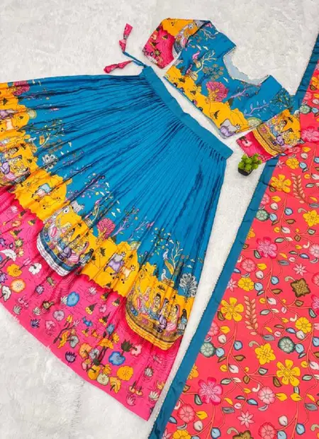 Tew Tussar Silk With Kalamkari Print Lehenga With Choli Dupatta Bulk Orders In India